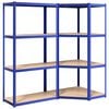 vidaXL &Eacute;tag&egrave;res &agrave; 4 niveaux 2 pcs Bleu Acier et bois d'ing&eacute;nierie