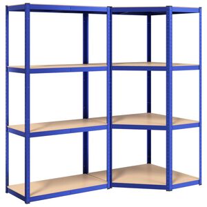vidaXL &Eacute;tag&egrave;res &agrave; 4 niveaux 2 pcs Bleu Acier et bois d'ing&eacute;nierie
