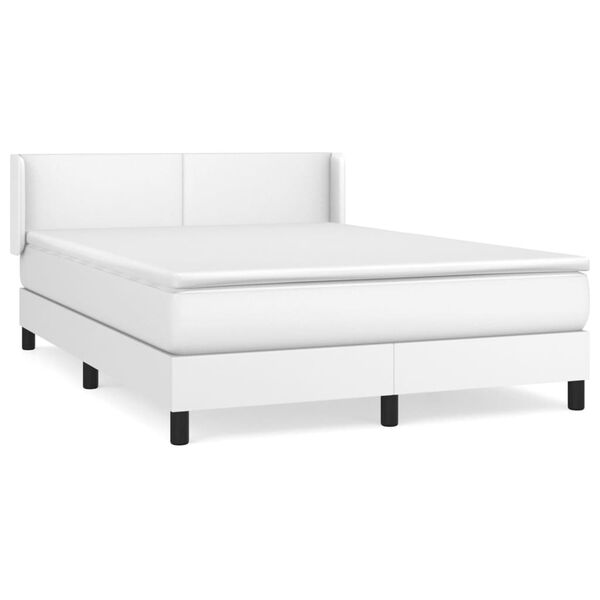 vidaXL Sommier &agrave; lattes de lit avec matelas Blanc 140x190cm Similicuir
