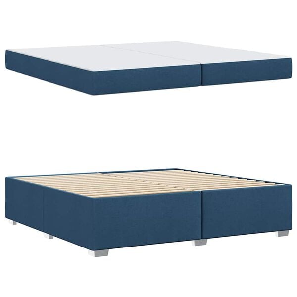 vidaXL Cadre de lit avec matelas Bleu 200 x 200 cm tissu