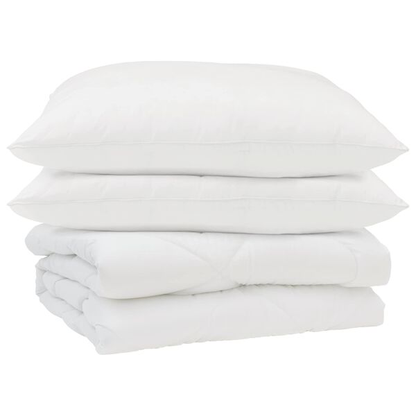 vidaXL Duvet d'&eacute;t&eacute; simple avec oreiller 3 pcs Blanc Microfibre
