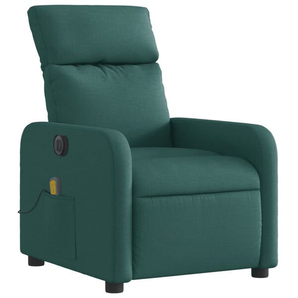 vidaXL Fauteuil de massage inclinable &eacute;lectrique Vert fonc&eacute; Tissu