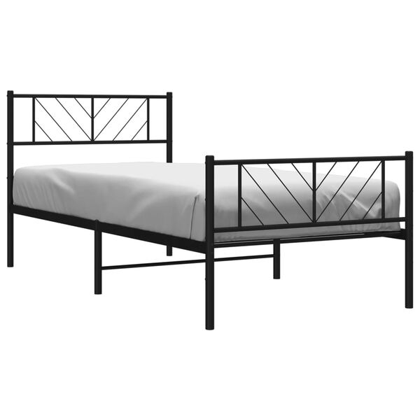 vidaXL Cadre de lit m&eacute;tal sans matelas avec pied de lit noir 90x200 cm