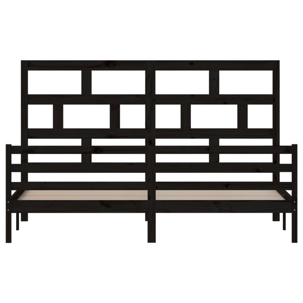 vidaXL Cadre de lit sans matelas noir bois massif 200x200 cm