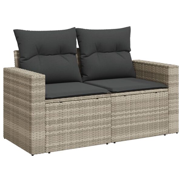 vidaXL Salon de jardin 11 pcs avec coussins gris clair r&eacute;sine tress&eacute;e