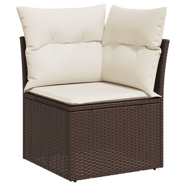 vidaXL Salon de jardin 8 pcs avec coussins marron r&eacute;sine tress&eacute;e