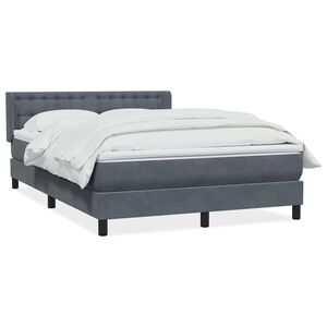 vidaXL Sommier &agrave; lattes de lit et matelas gris fonc&eacute; 140x220cm velours