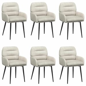 vidaXL Chaises de salle &agrave; manger 6 pc Velours Cr&egrave;me 59 x 59,5 x 90 cm