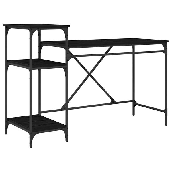 vidaXL Bureau Ch&ecirc;ne noir 135 x 50 x 90 cm Bois d'ing&eacute;nierie