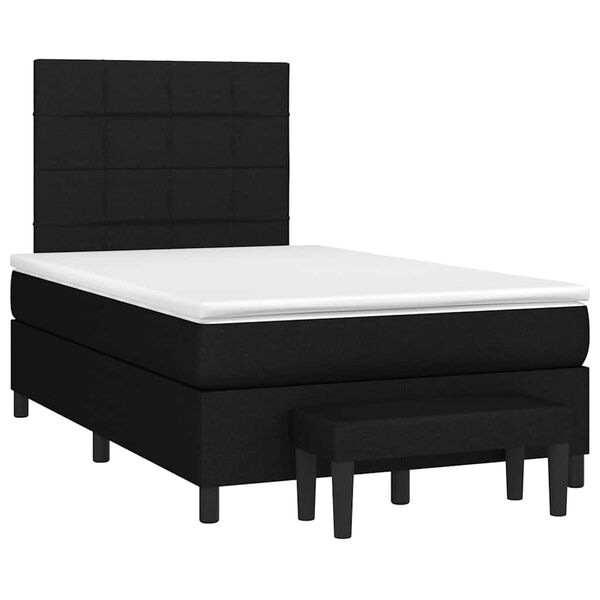 vidaXL Sommier &agrave; lattes de lit avec matelas noir 120x190 cm tissu