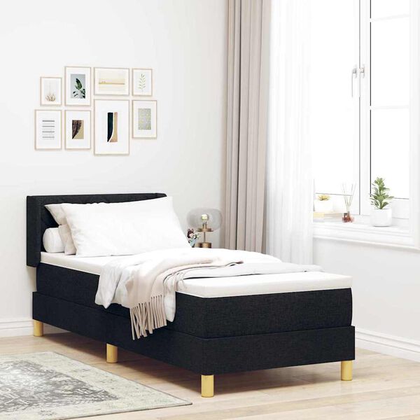 vidaXL Lit &agrave; ressorts avec matelas Noir 200 x 80 cm Polyester