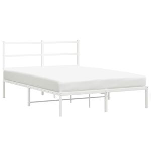 vidaXL Cadre de lit m&eacute;tal sans matelas et t&ecirc;te de lit blanc 135x190 cm