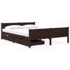 vidaXL Cadre de lit avec 2 tiroirs Marron fonc&eacute; 160x200 cm Pin massif