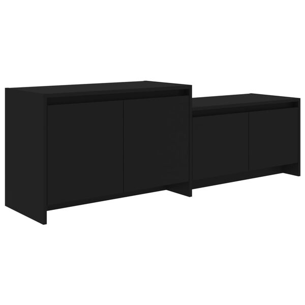 vidaXL Meuble TV Noir 146,5x35x50 cm Bois d'ing&eacute;nierie