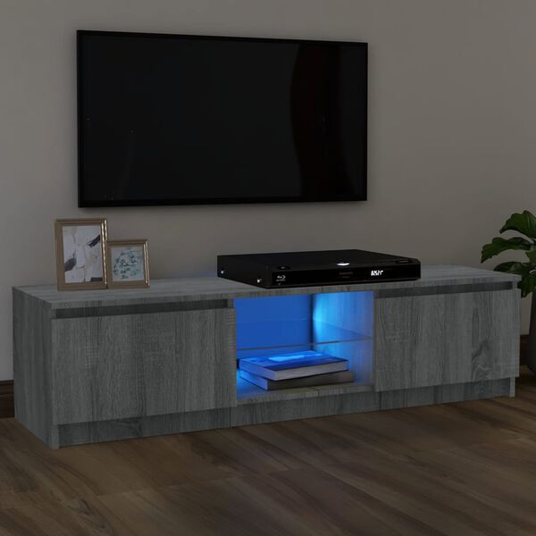 vidaXL Meuble TV avec lumières LED sonoma gris 120x30x36 cm