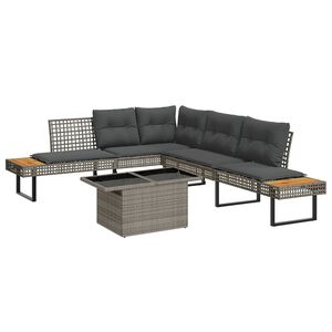 vidaXL Salon de jardin avec coussins 2pcs gris r&eacute;sine tress&eacute;e et verre