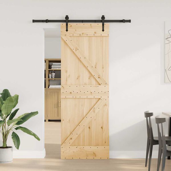 vidaXL Porte coulissante et kit de quincaillerie 70x210 cm pin massif