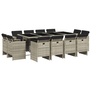 vidaXL Ensemble &agrave; manger de jardin et coussins 13 pcs gris clair rotin