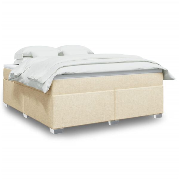 vidaXL Sommier &agrave; lattes de lit avec matelas Cr&egrave;me 180x200 cm Tissu