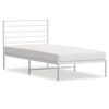 vidaXL Cadre de lit m&eacute;tal sans matelas avec t&ecirc;te de lit blanc 75x190cm