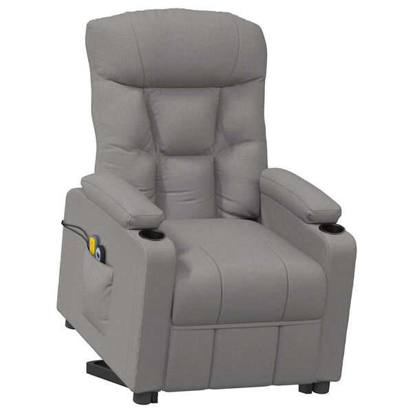 vidaXL Fauteuil de massage Taupe Tissu