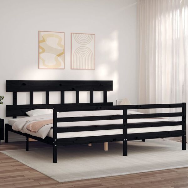 vidaXL Cadre de lit sans matelas noir 200x200 cm bois massif