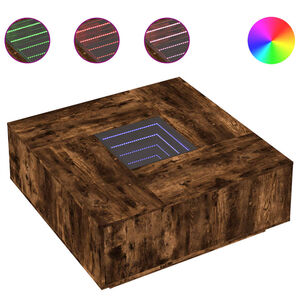 vidaXL Table basse avec LED infini ch&ecirc;ne fum&eacute; 100x100x40 cm