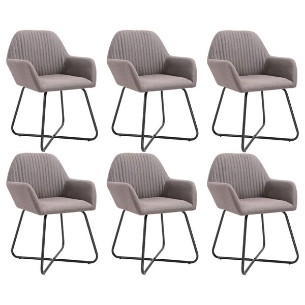 vidaXL Chaises &agrave; manger lot de 6 taupe tissu