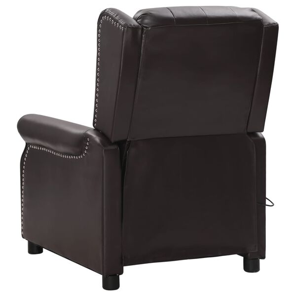 vidaXL Fauteuil de massage Marron Similicuir brillant