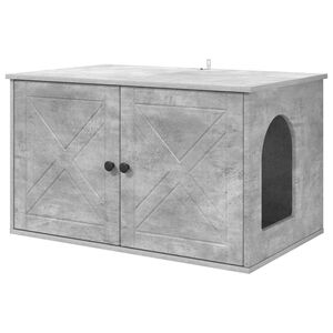 vidaXL Maison pour chat B&eacute;ton 85 x 55 x 50 cm Bois d'ing&eacute;nierie