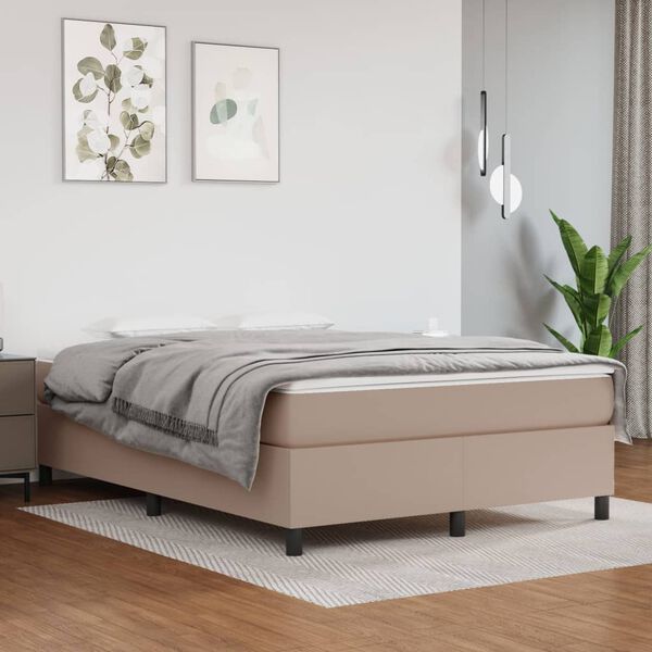 vidaXL Sommier &agrave; lattes de lit avec matelas Cappuccino 140x190 cm