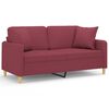 vidaXL Canap&eacute; 2 places avec oreillers bordeaux 140 cm tissu