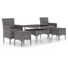 vidaXL Ensemble &agrave; Manger jardin 5 pcs r&eacute;sine tress&eacute;e verre tremp&eacute; Gris