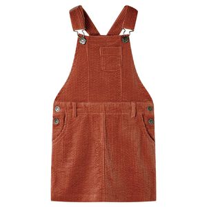 Robe salopette pour enfants velours côtelé cognac 116