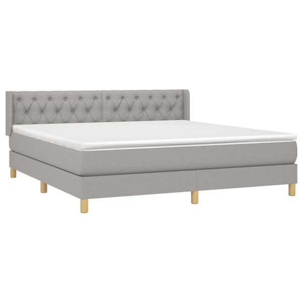 vidaXL Sommier &agrave; lattes de lit avec matelas Gris clair 160x200cm Tissu