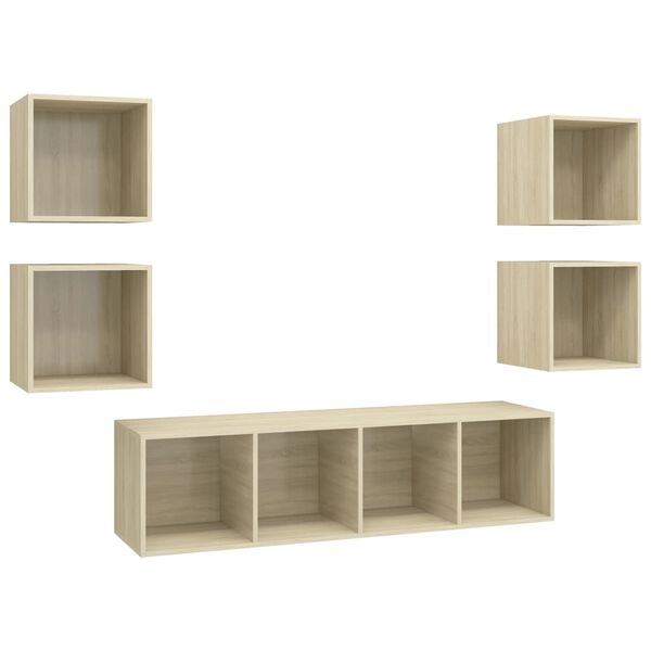 vidaXL Ensemble de meubles TV 5 pcs Ch&ecirc;ne sonoma Bois d'ing&eacute;nierie