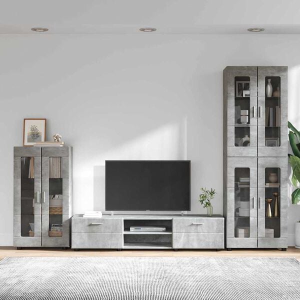 vidaXL Ensemble meuble TV FLORIN Gris b&eacute;ton Bois d'ing&eacute;nierie