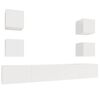 vidaXL Ensemble de meubles TV 6 pcs Blanc brillant Bois d'ing&eacute;nierie