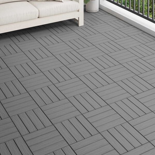 vidaXL Carreau de terrasse Design 3D 11 pcs Gris 30 x 30 cm WPC