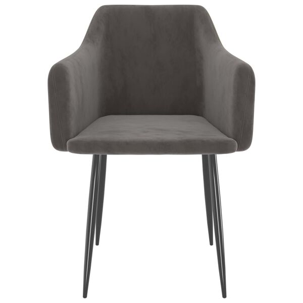 vidaXL Chaises &agrave; manger lot de 2 Gris fonc&eacute; Velours
