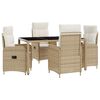 vidaXL Ensemble de repas ext&eacute;rieur 5 pc Beige et blanc cr&egrave;me polyrotin