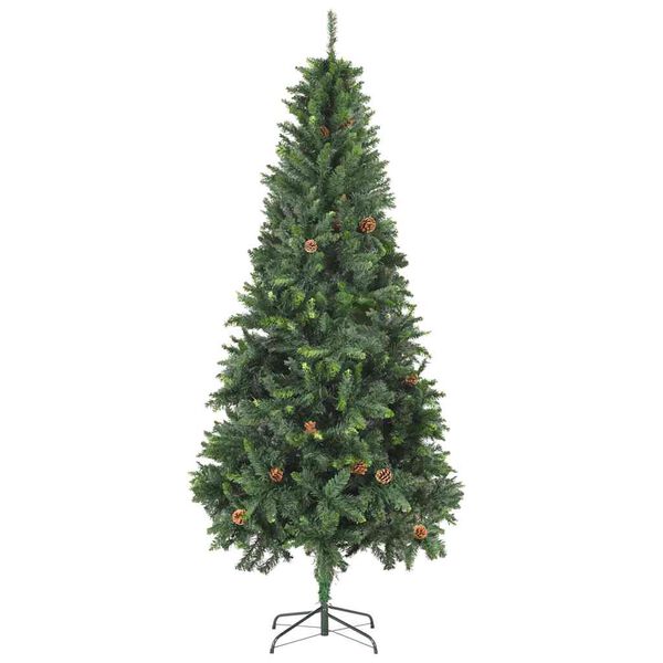 vidaXL Arbre de Noël artificiel pré-éclairé/boules pommes de pin 210cm