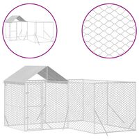 vidaXL Chenil d'extérieur pour chiens avec toit argenté 4x4x2,5 m