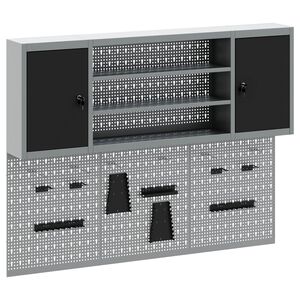 vidaXL Ensemble d'armoires &agrave; outils avec &eacute;tag&egrave;re 6 pi&egrave;ces Noir