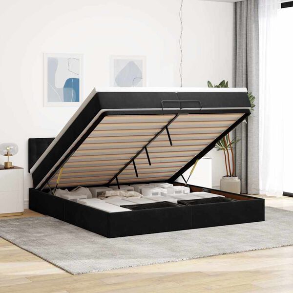 VidaXL Cadre de lit ottoman avec matelas noir 200x200 cm velours