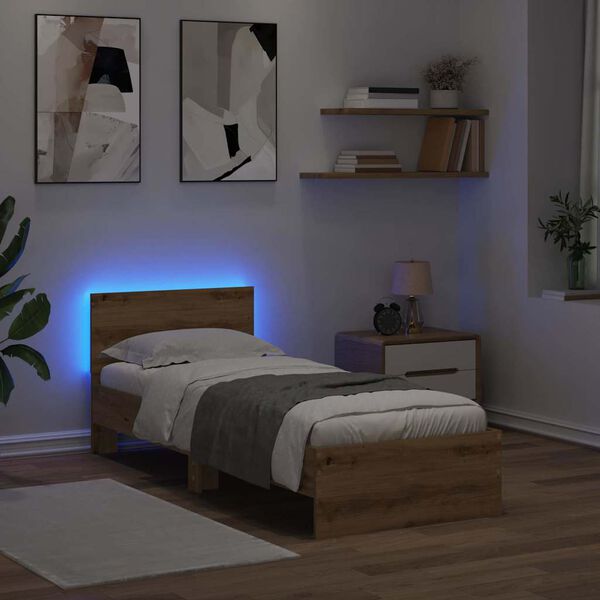 vidaXL Cadre de lit Ch&ecirc;ne artisanal 75 x 190 cm Bois d'ing&eacute;nierie