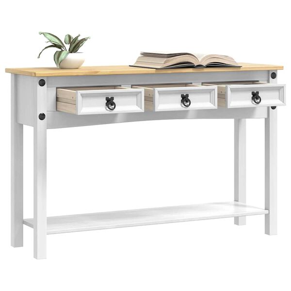 vidaXL Table d'appoint avec tiroir Blanc 114 x 34,5 x 73 cm Pin massif