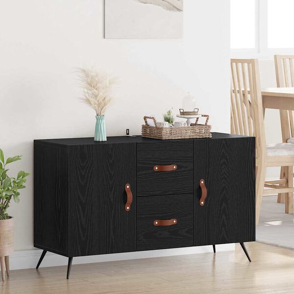 vidaXL Buffet Ch&ecirc;ne noir 100 x 36 x 60 cm Bois d'ing&eacute;nierie
