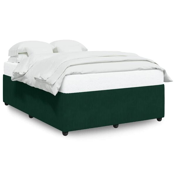 vidaXL Cadre de lit sans matelas vert fonc&eacute; 140x190 cm velours