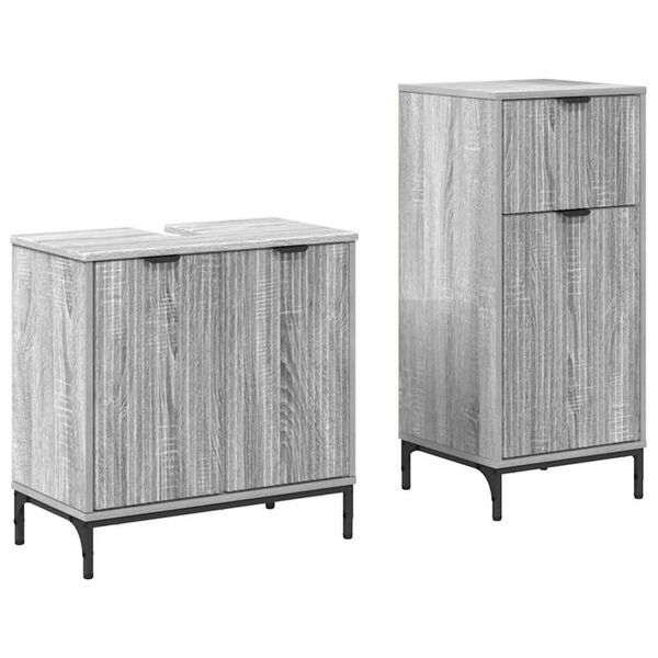 vidaXL Ensemble de mobilier de salle de bain 2 pcs Gris Sonoma